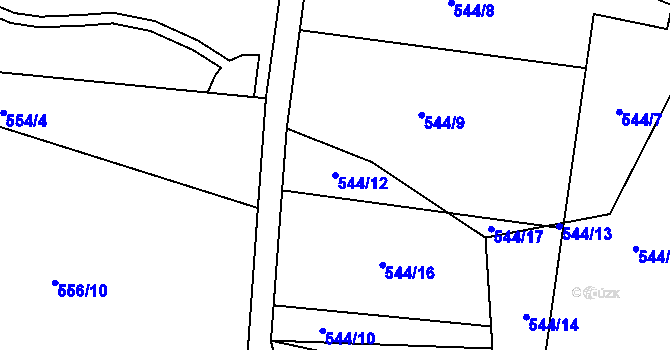 Parcela st. 544/12 v KÚ Předonín, Katastrální mapa