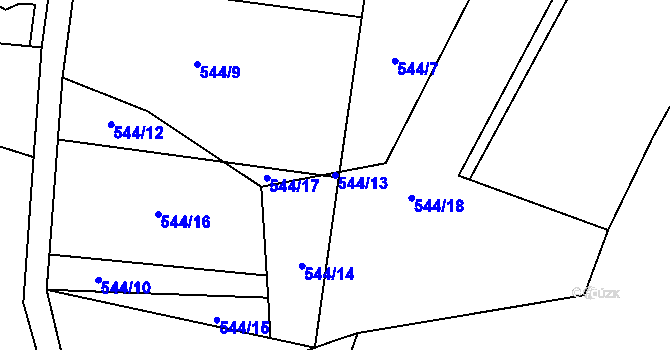 Parcela st. 544/13 v KÚ Předonín, Katastrální mapa