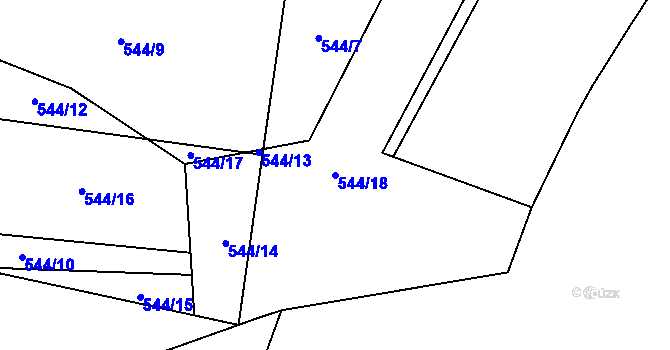 Parcela st. 544/18 v KÚ Předonín, Katastrální mapa