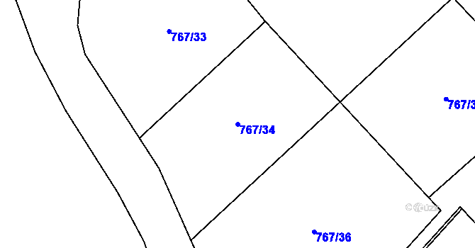 Parcela st. 767/34 v KÚ Předonín, Katastrální mapa