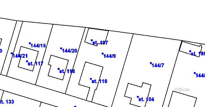 Parcela st. 144/9 v KÚ Bechov, Katastrální mapa