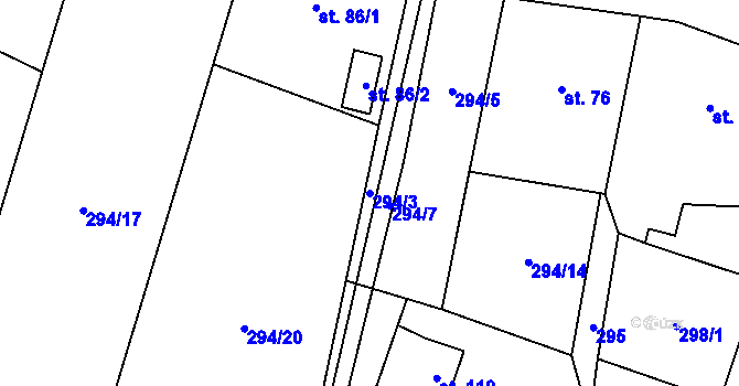 Parcela st. 294/3 v KÚ Bechov, Katastrální mapa