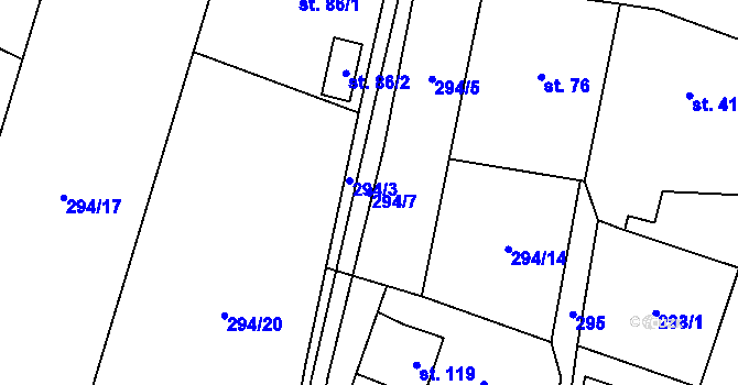 Parcela st. 294/7 v KÚ Bechov, Katastrální mapa