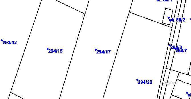 Parcela st. 294/17 v KÚ Bechov, Katastrální mapa