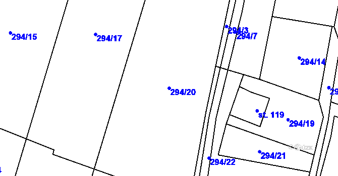 Parcela st. 294/20 v KÚ Bechov, Katastrální mapa