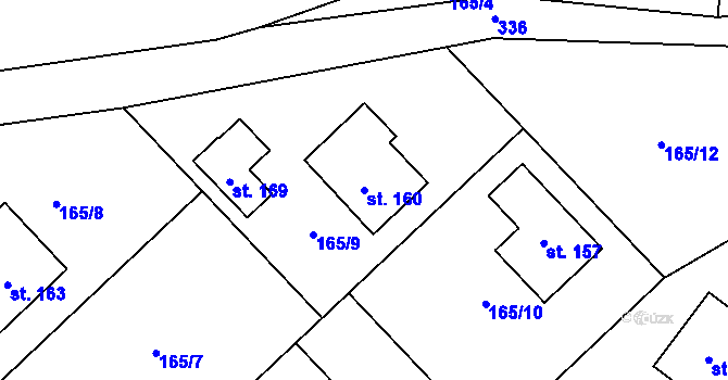 Parcela st. 160 v KÚ Bechov, Katastrální mapa