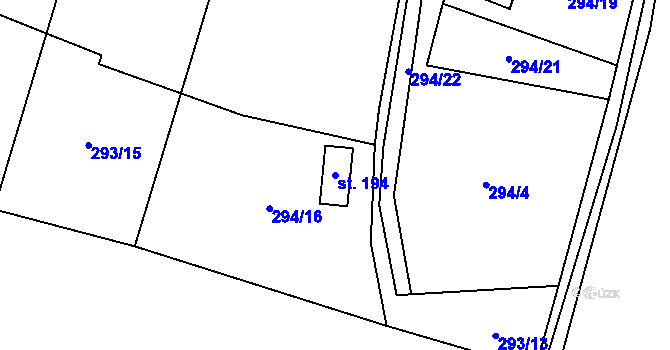 Parcela st. 194 v KÚ Bechov, Katastrální mapa