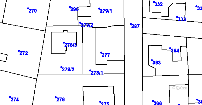 Parcela st. 277 v KÚ Běchovice, Katastrální mapa