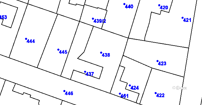 Parcela st. 438 v KÚ Běchovice, Katastrální mapa