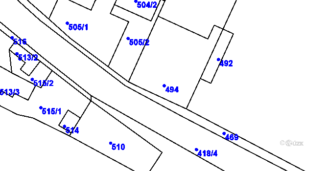 Parcela st. 494 v KÚ Běchovice, Katastrální mapa