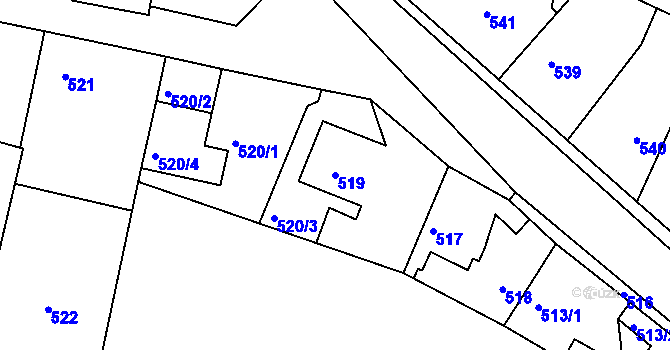 Parcela st. 519 v KÚ Běchovice, Katastrální mapa