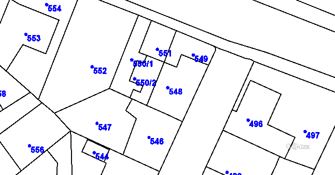 Parcela st. 548 v KÚ Běchovice, Katastrální mapa