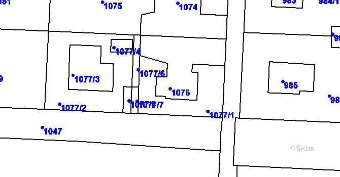 Parcela st. 1076 v KÚ Běchovice, Katastrální mapa