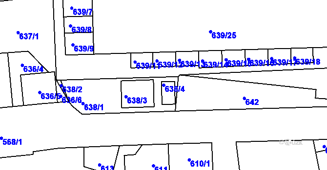 Parcela st. 638/4 v KÚ Běchovice, Katastrální mapa