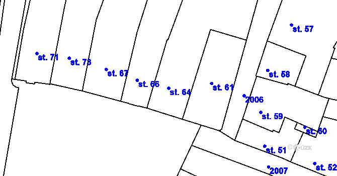 Parcela st. 64 v KÚ Bechyně, Katastrální mapa