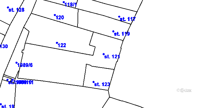 Parcela st. 121 v KÚ Bechyně, Katastrální mapa