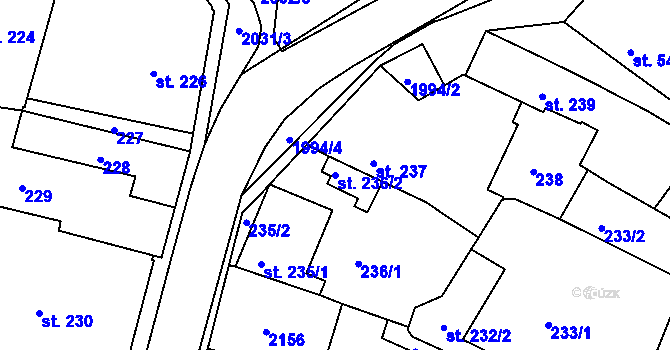Parcela st. 236/2 v KÚ Bechyně, Katastrální mapa