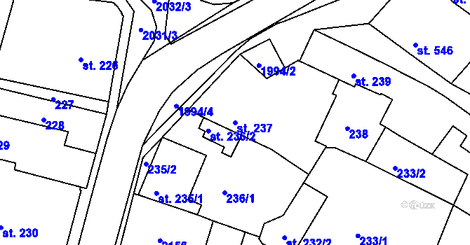 Parcela st. 237 v KÚ Bechyně, Katastrální mapa