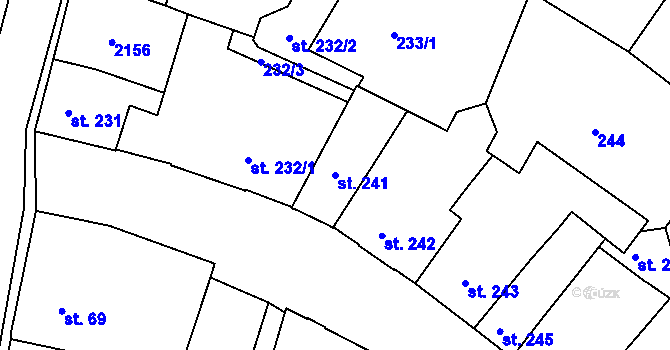Parcela st. 241 v KÚ Bechyně, Katastrální mapa