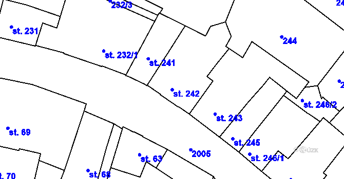 Parcela st. 242 v KÚ Bechyně, Katastrální mapa