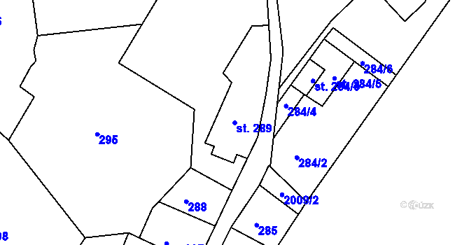 Parcela st. 289 v KÚ Bechyně, Katastrální mapa