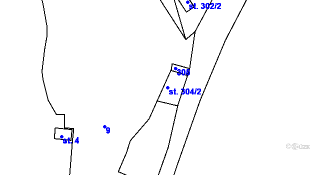 Parcela st. 304/2 v KÚ Bechyně, Katastrální mapa