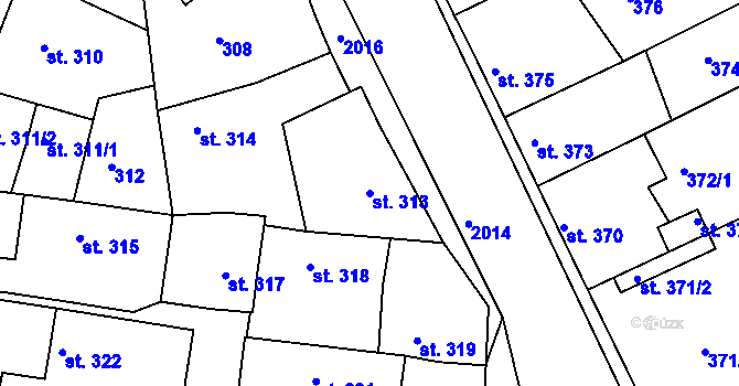 Parcela st. 313 v KÚ Bechyně, Katastrální mapa