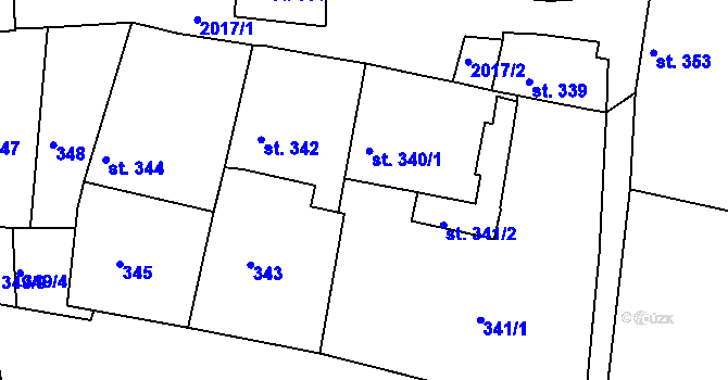 Parcela st. 340 v KÚ Bechyně, Katastrální mapa