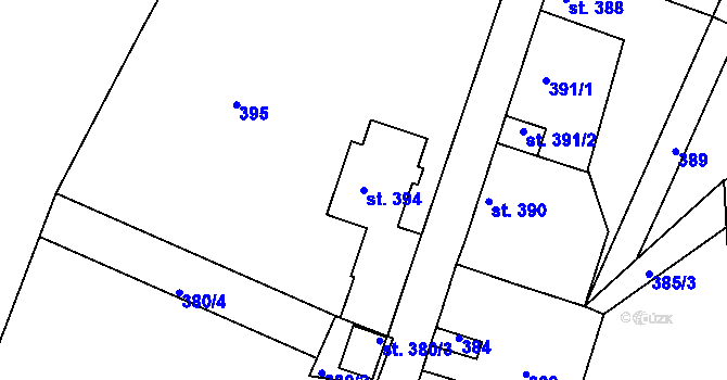 Parcela st. 394 v KÚ Bechyně, Katastrální mapa