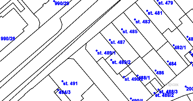 Parcela st. 489/1 v KÚ Bechyně, Katastrální mapa
