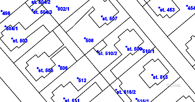 Parcela st. 510/2 v KÚ Bechyně, Katastrální mapa
