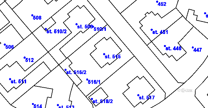 Parcela st. 515 v KÚ Bechyně, Katastrální mapa