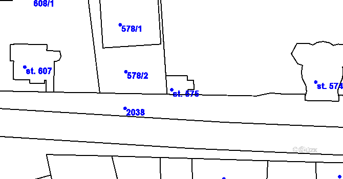 Parcela st. 575 v KÚ Bechyně, Katastrální mapa