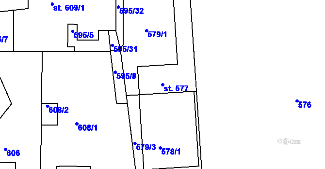 Parcela st. 577 v KÚ Bechyně, Katastrální mapa