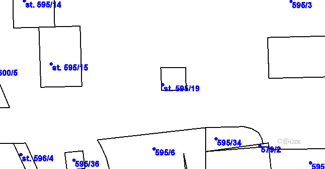 Parcela st. 595/19 v KÚ Bechyně, Katastrální mapa