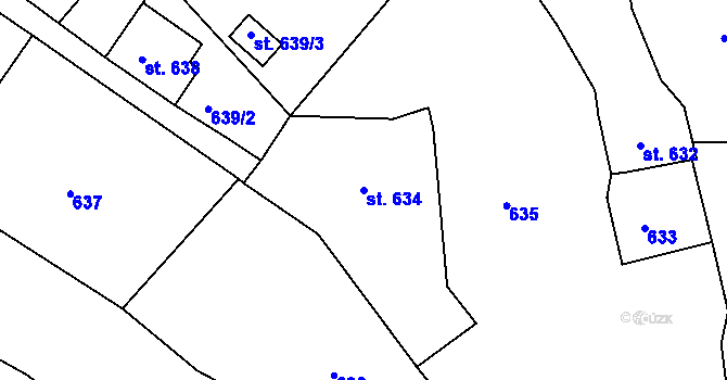 Parcela st. 634 v KÚ Bechyně, Katastrální mapa