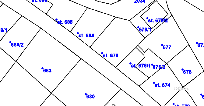 Parcela st. 678 v KÚ Bechyně, Katastrální mapa