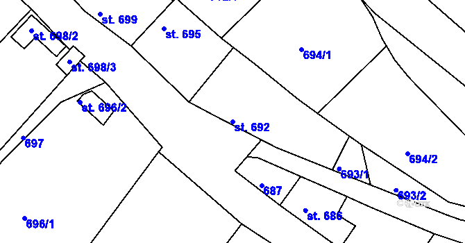 Parcela st. 692 v KÚ Bechyně, Katastrální mapa