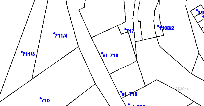 Parcela st. 718 v KÚ Bechyně, Katastrální mapa
