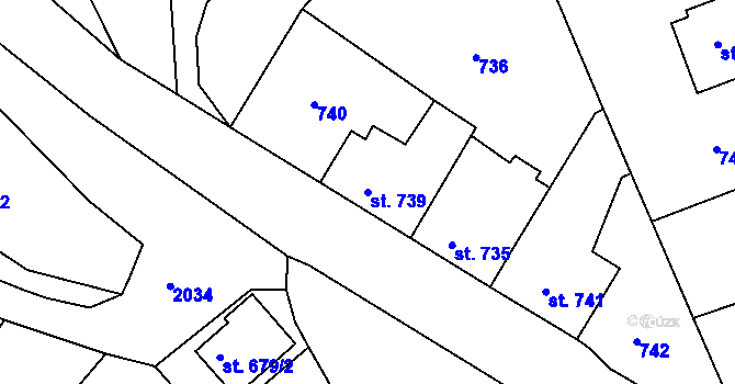 Parcela st. 739 v KÚ Bechyně, Katastrální mapa