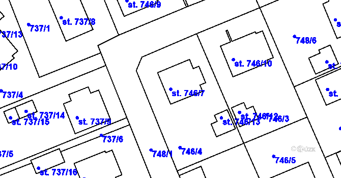 Parcela st. 746/7 v KÚ Bechyně, Katastrální mapa
