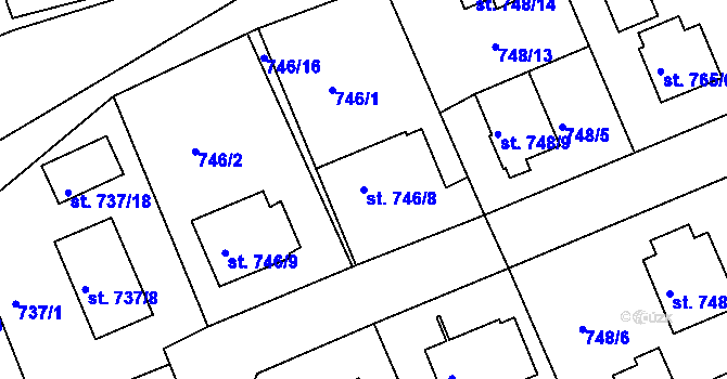 Parcela st. 746/8 v KÚ Bechyně, Katastrální mapa