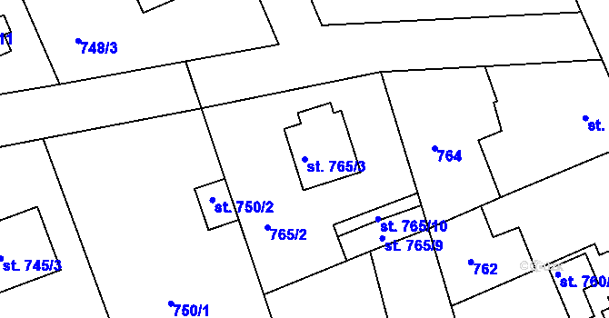 Parcela st. 765/3 v KÚ Bechyně, Katastrální mapa