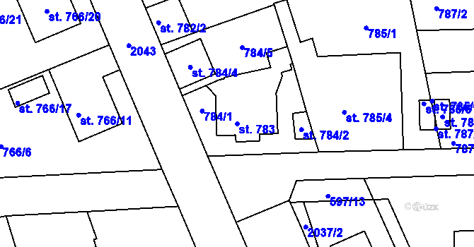 Parcela st. 783 v KÚ Bechyně, Katastrální mapa