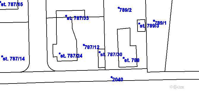 Parcela st. 787/30 v KÚ Bechyně, Katastrální mapa