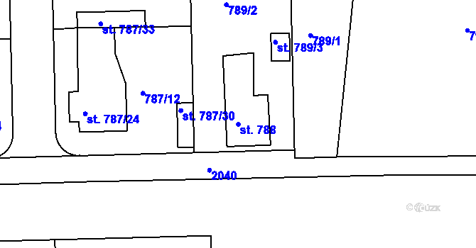 Parcela st. 788 v KÚ Bechyně, Katastrální mapa