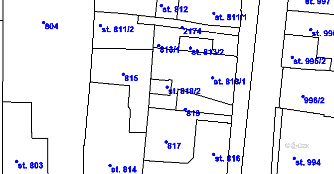 Parcela st. 818/2 v KÚ Bechyně, Katastrální mapa
