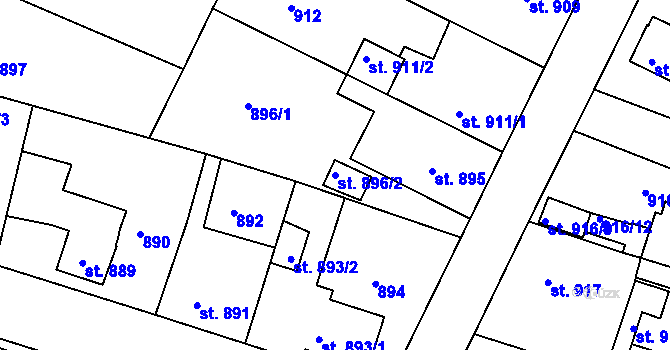 Parcela st. 896/2 v KÚ Bechyně, Katastrální mapa