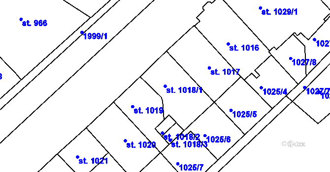 Parcela st. 1018/1 v KÚ Bechyně, Katastrální mapa