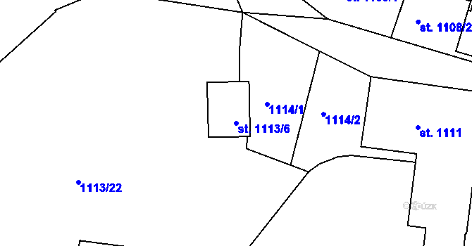 Parcela st. 1113/6 v KÚ Bechyně, Katastrální mapa